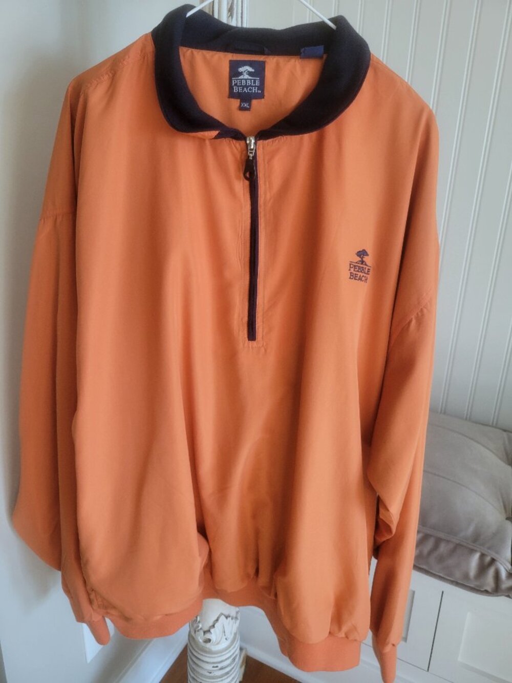 Men's Pebble Beach 1/4 Zip Pullover Jacket 2XL XXL Orange Performance Golf